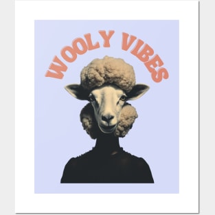 Wooly Vibes- Retro Sheep Girl Vintage Collage Posters and Art